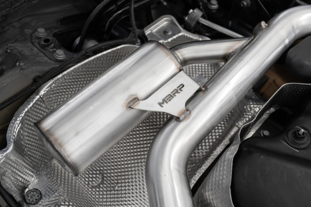 MBRP cat-back exhaust system 2.5 inch dual split rear exit Armor Pro Series T304 stainless steel carbon fiber tip S46173CF