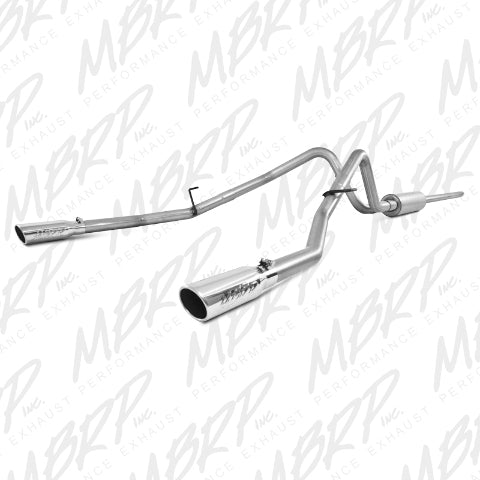 MBRP cat-back exhaust system fits Ford F-150 2 inch dual split rear exit aluminized steel S5202AL