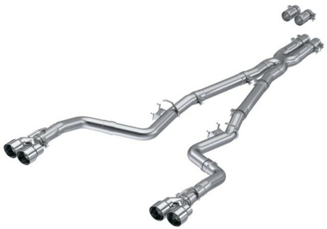 Fits 2015-2022 Dodge Challenger 3in. Cat Back; Dual Rear; Quad Tips - S7114AL