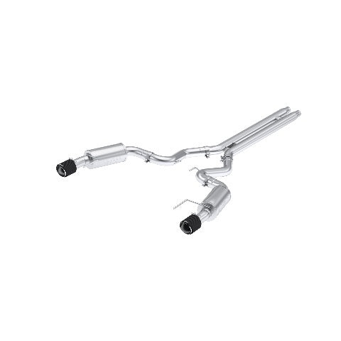 MBRP cat-back exhaust system fits Ford Mustang 4.5 inch dual split rear exit Armor Pro Series T304 stainless steel carbon fiber tip S72513CF