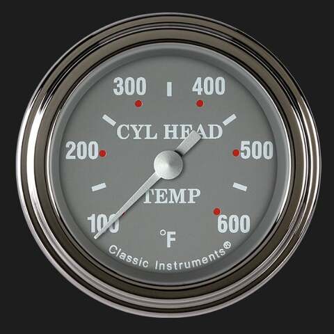 Silver Gray 2 1/8" Cylinder Head Temp. Gauge SG197SLF