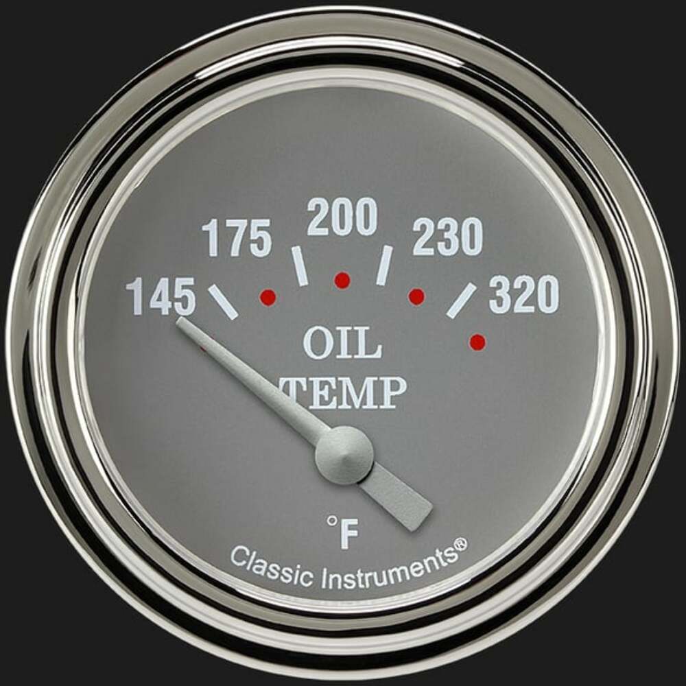 Silver Gray 2 5/8" Oil Temperature Gauge SG228SLF
