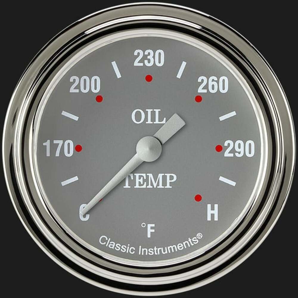 Silver Gray 2 5/8" Oil Temperature Gauge SG328SLF