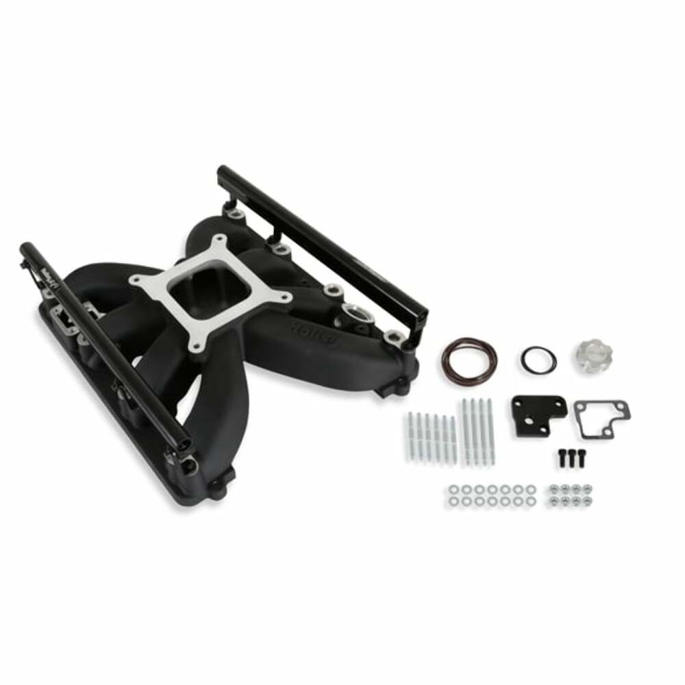 Holley Single plane intake manifold for Gen III Hemi, EFI Black 300-930BK for 2009-2023 Chrysler black aluminum