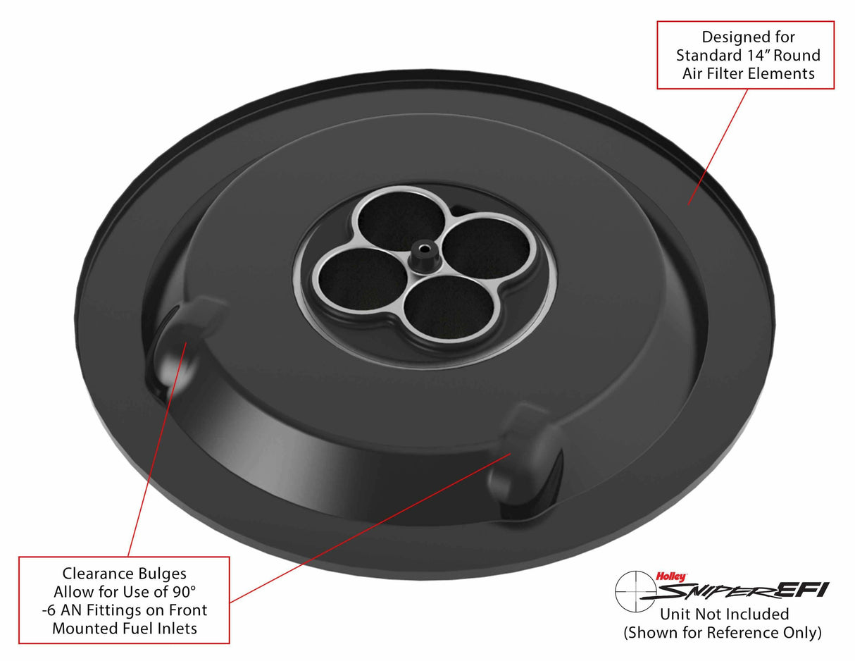 t Sniper Air Cleaner Assembly, 14 x 3 - Black Finish - 120-531 Holley Sniper EFI