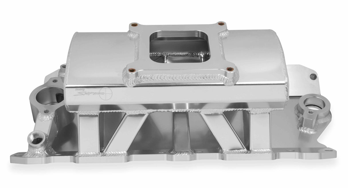 Holley EFI Sniper Sheet Metal Fabricated Intake Manifold Small Block Chevy - 825011 for 1970-1971 Chevy Firebird black aluminum