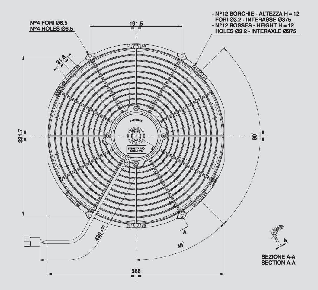 SPAL 14 inch low profile puller electric cooling fan 956 CFM 30100385