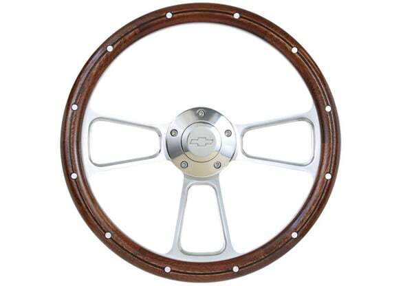 1969 Blazer Steering Wheel-Custom-Polished/Wood-Bowtie STRF8PW160-69