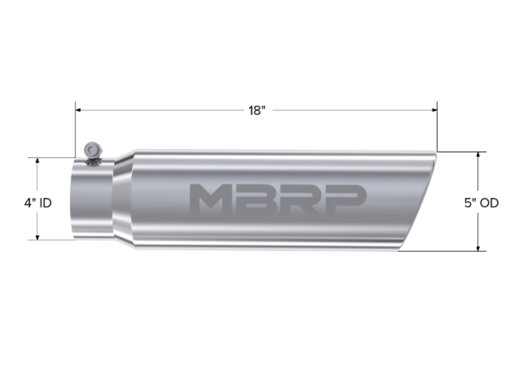 Tip; 5in. O.D.; Angled Rolled End; 4in. inlet 18in. in length; T304 - T5124