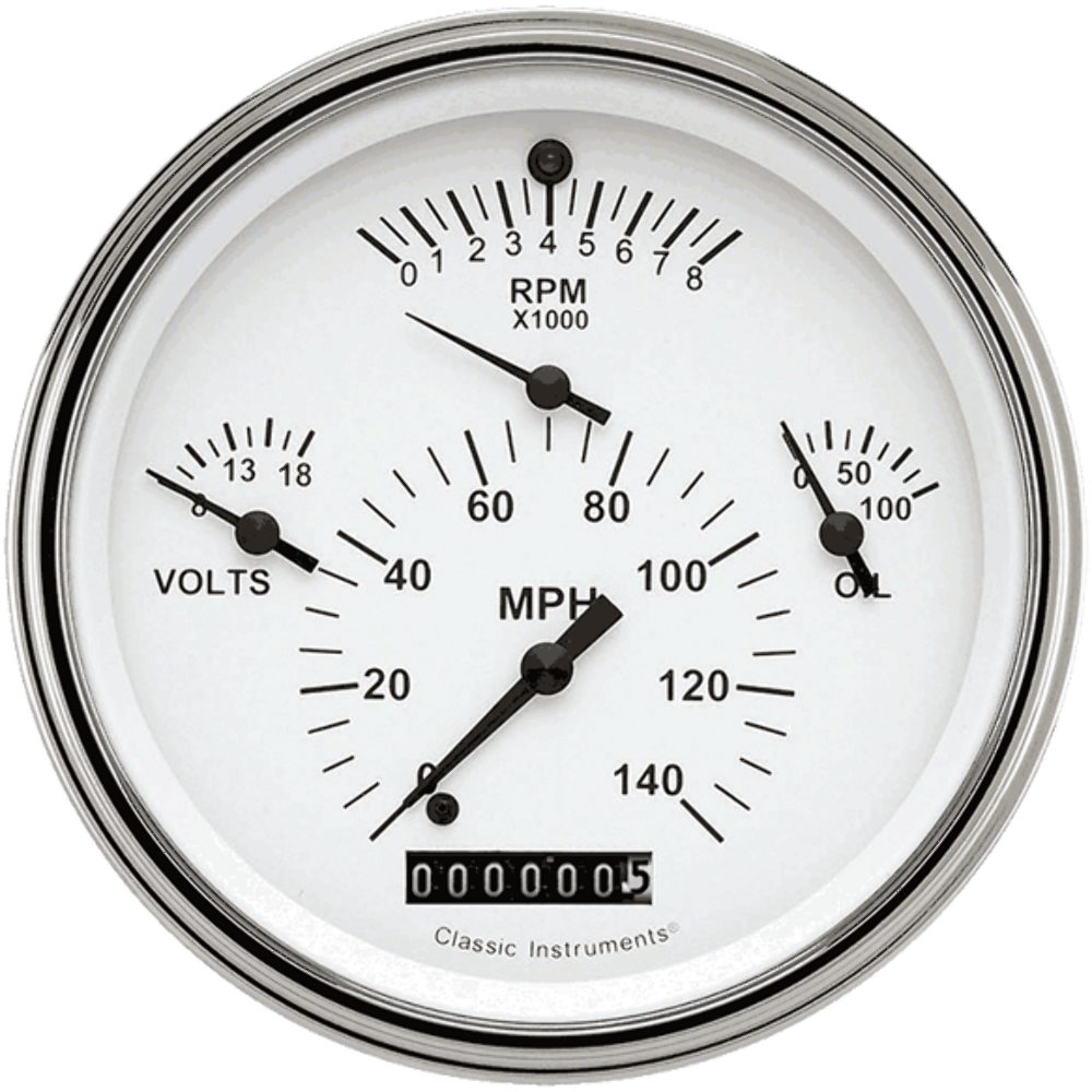 Tetra Series, White Combination Gauge TE40WSLF