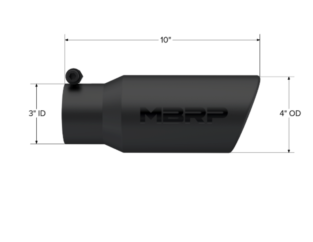 MBRP performance muffler T304 stainless steel black coated carbon fiber tip T5155BLK 4 inch inlet 3 inch outlet