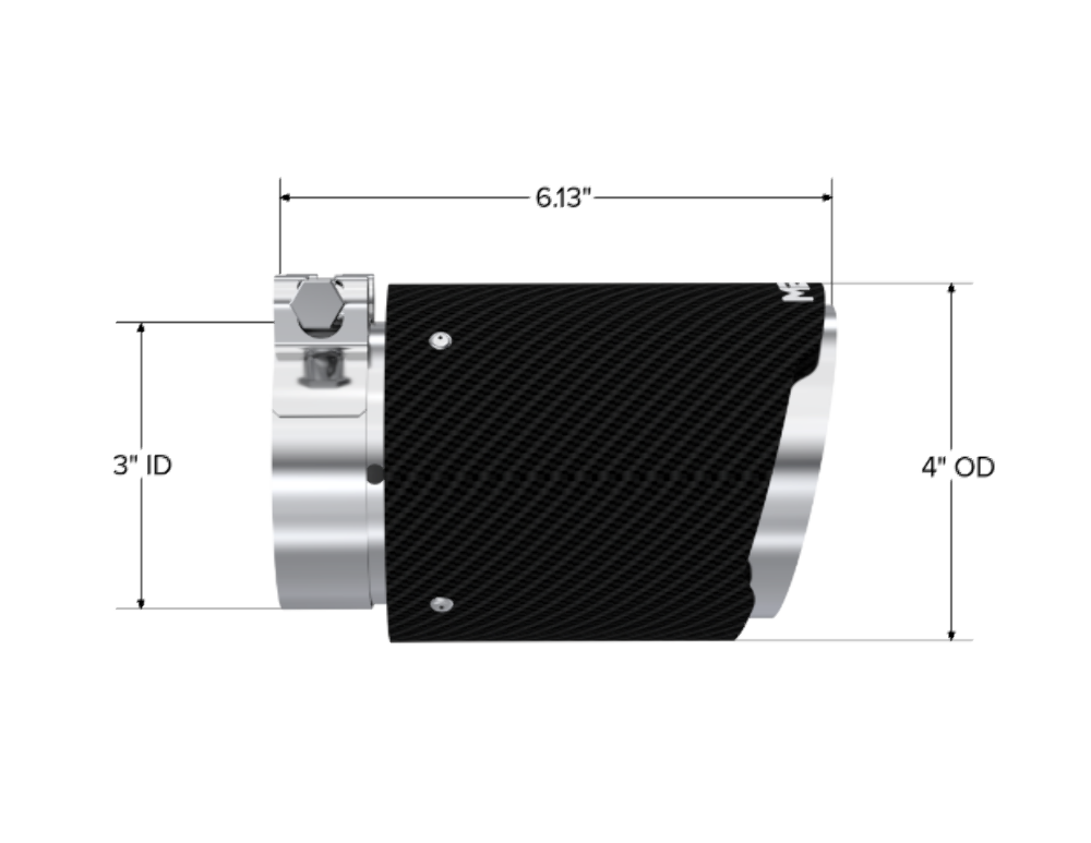 MBRP performance muffler T304 stainless steel black coated carbon fiber tip T5188CF 4 inch inlet 3 inch outlet
