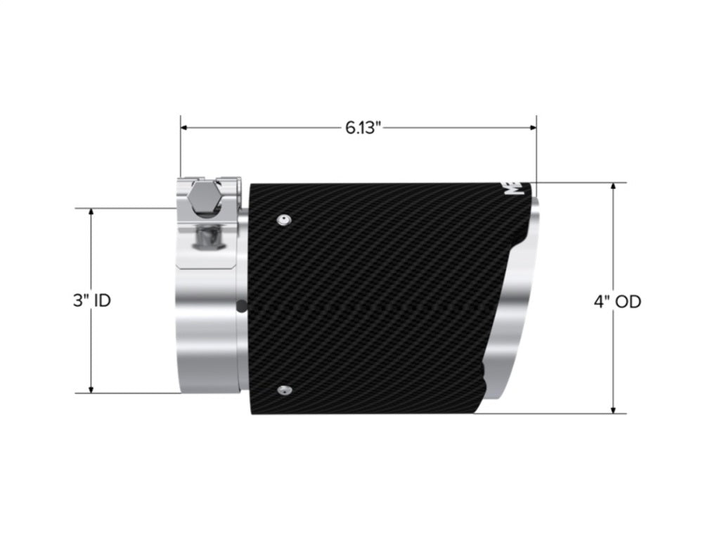 MBRP performance muffler T304 stainless steel black coated carbon fiber tip T5188CF 4 inch inlet 3 inch outlet
