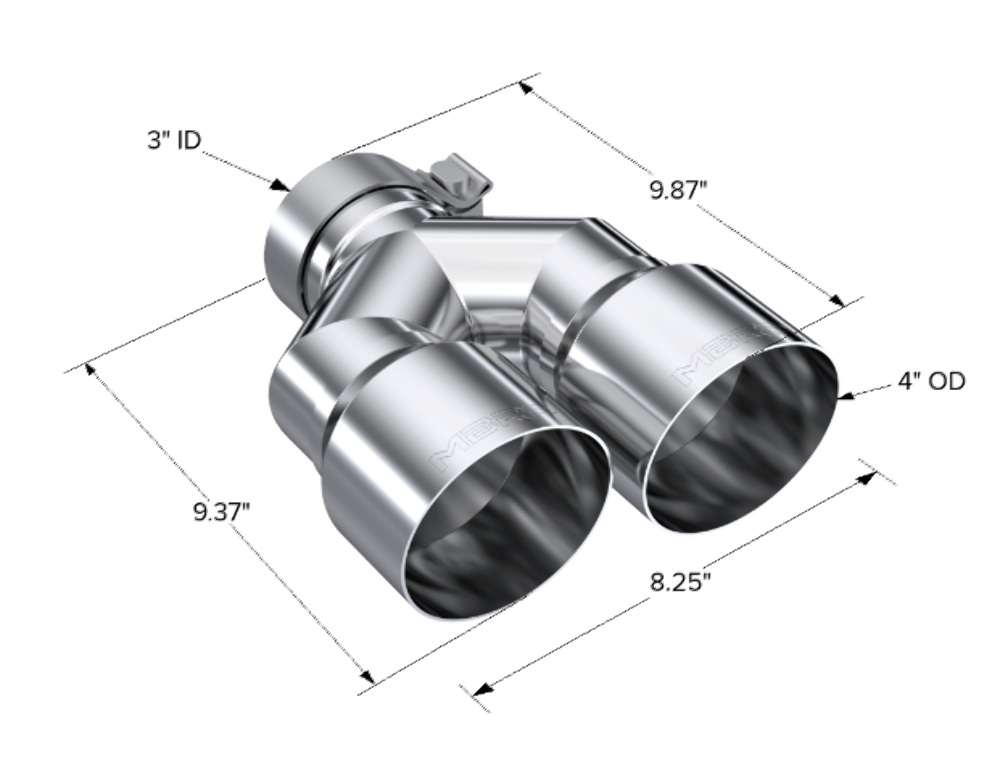 MBRP performance muffler T304 stainless steel black coated carbon fiber tip T5183 4 inch inlet 3 inch outlet
