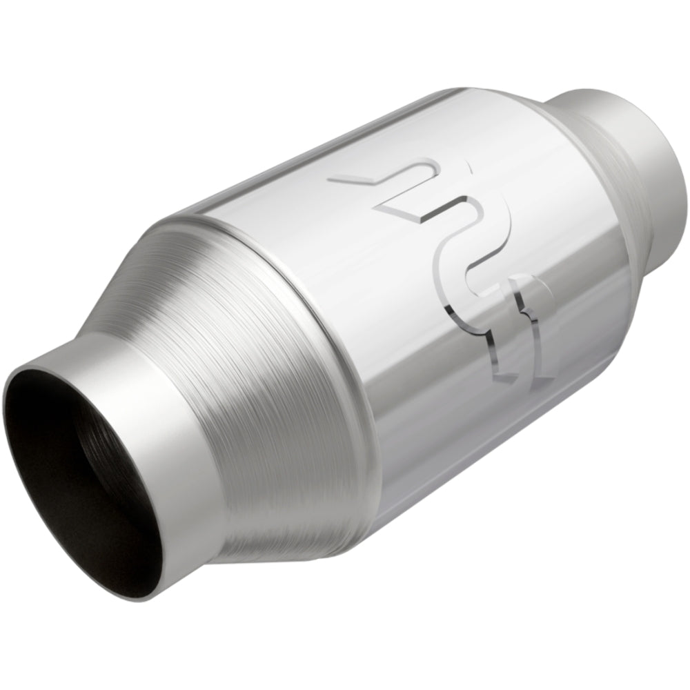 MagnaFlow universal catalytic converter 2.5 inch inlet/outlet stainless steel polished CARB compliant 69006