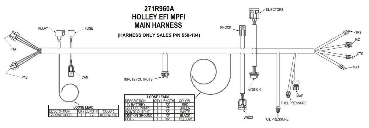 Holley EFI wiring harness kit-558-504