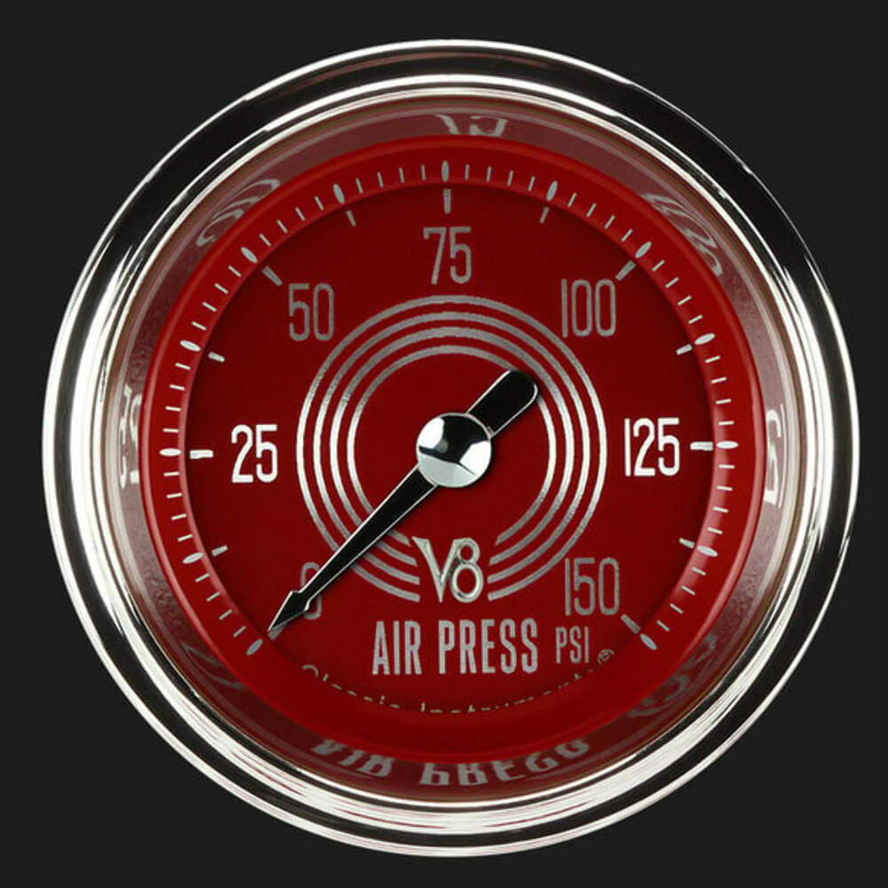 V8 Red Steelie 2 1/8" Air Pressure Gauge V8RS118SHC