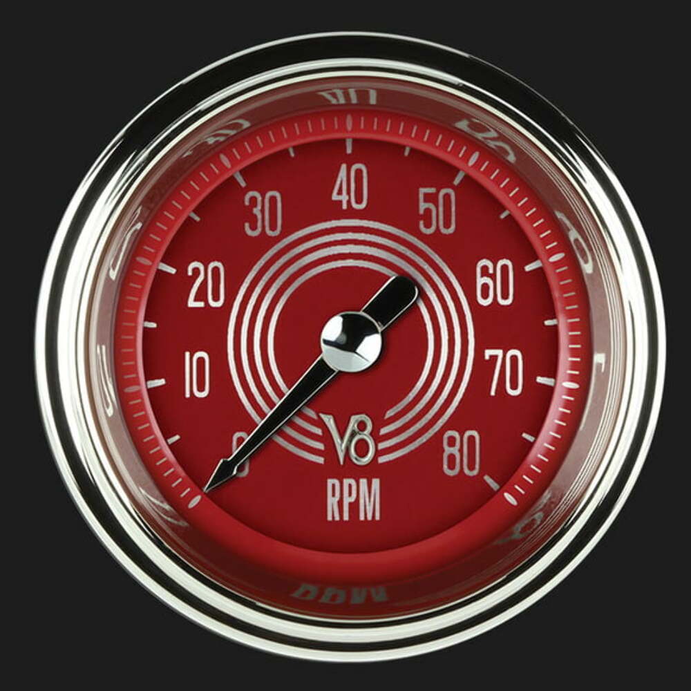 V8 Red Steelie 2 1/8" Tachometer V8RS183SHC