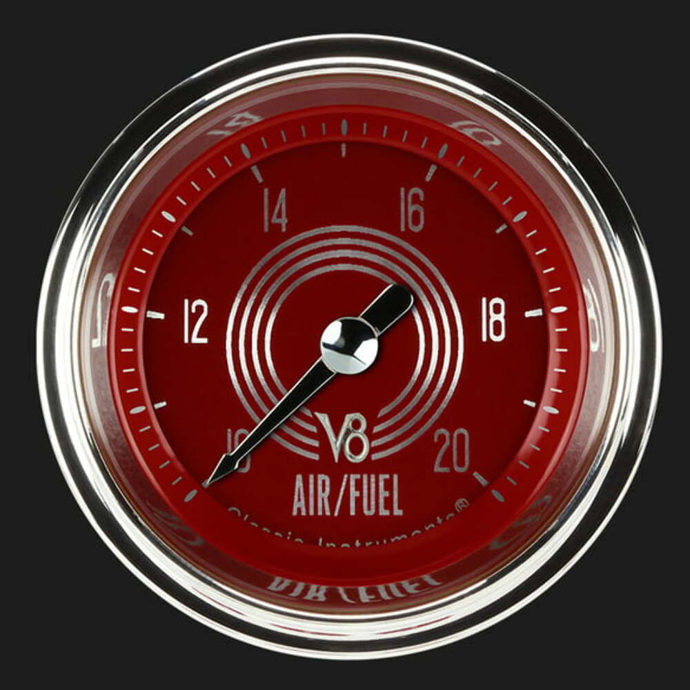 V8 Red Steelie 2 1/8" Air Fuel Ratio Gauge V8RS194SHC