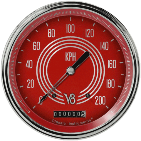 V8 Red Steelie 4 5/8" Speedometer V8RS58SLC