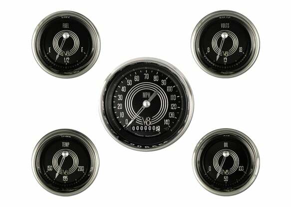 Classic Instruments analog dash gauge set black silver