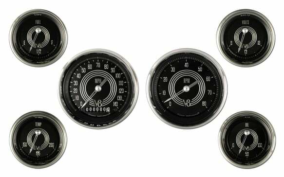 Classic Instruments analog dash gauge set black silver