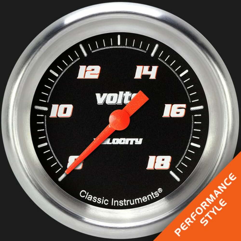 Classic Instruments Velocity Black2 5/8" Voltage Gauge VS330BAPF