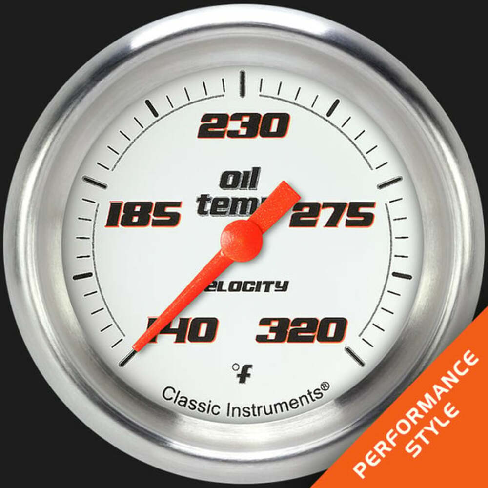 Velocity White 2 5/8" Oil Temperature Gauge VS328WAPF