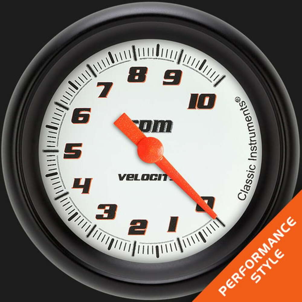 Classic Instruments Velocity White 2 5/8" Tachometer VS383WBPF