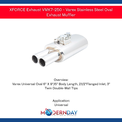 XFORCE Exhaust VMK7-250 - Varex Stainless Steel Oval Exhaust Muffler