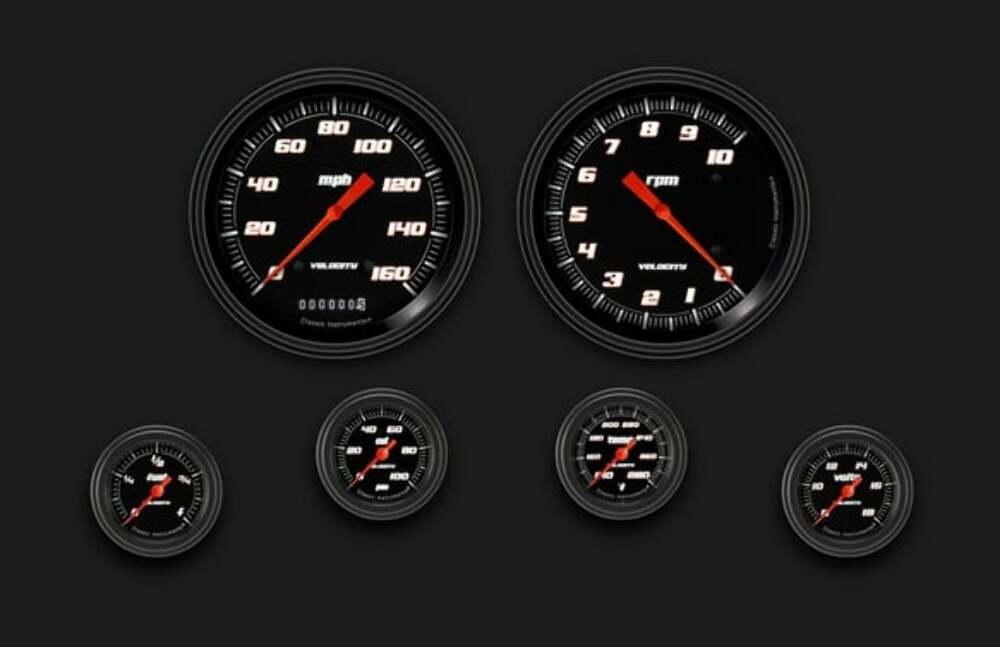 t Velocity Black Six Gauge Set 151 VS151BBLF Classic Instruments