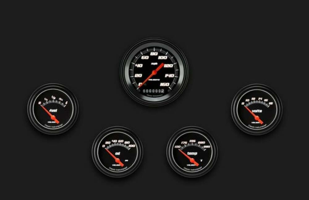 Velocity Black Five Gauge Set 200 VS200BBLF