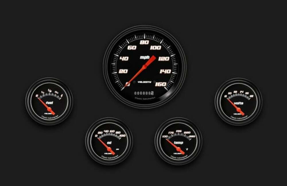 Velocity Black Five Gauge Set 254 VS254BBLF
