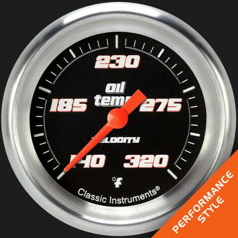 Velocity Black 2 5/8" Oil Temperature Gauge VS328BAPF