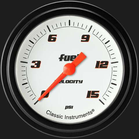 Velocity White 2 5/8" Fuel Pressure Gauge, 15 psi VS345WBLF
