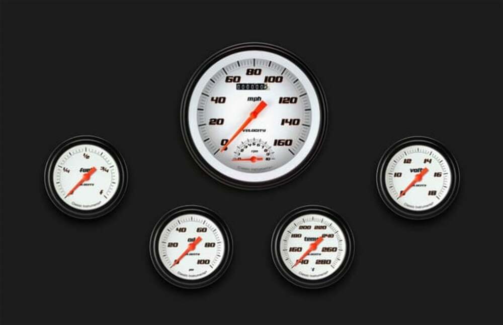 Velocity White Five Gauge Set 365 VS365WBLF