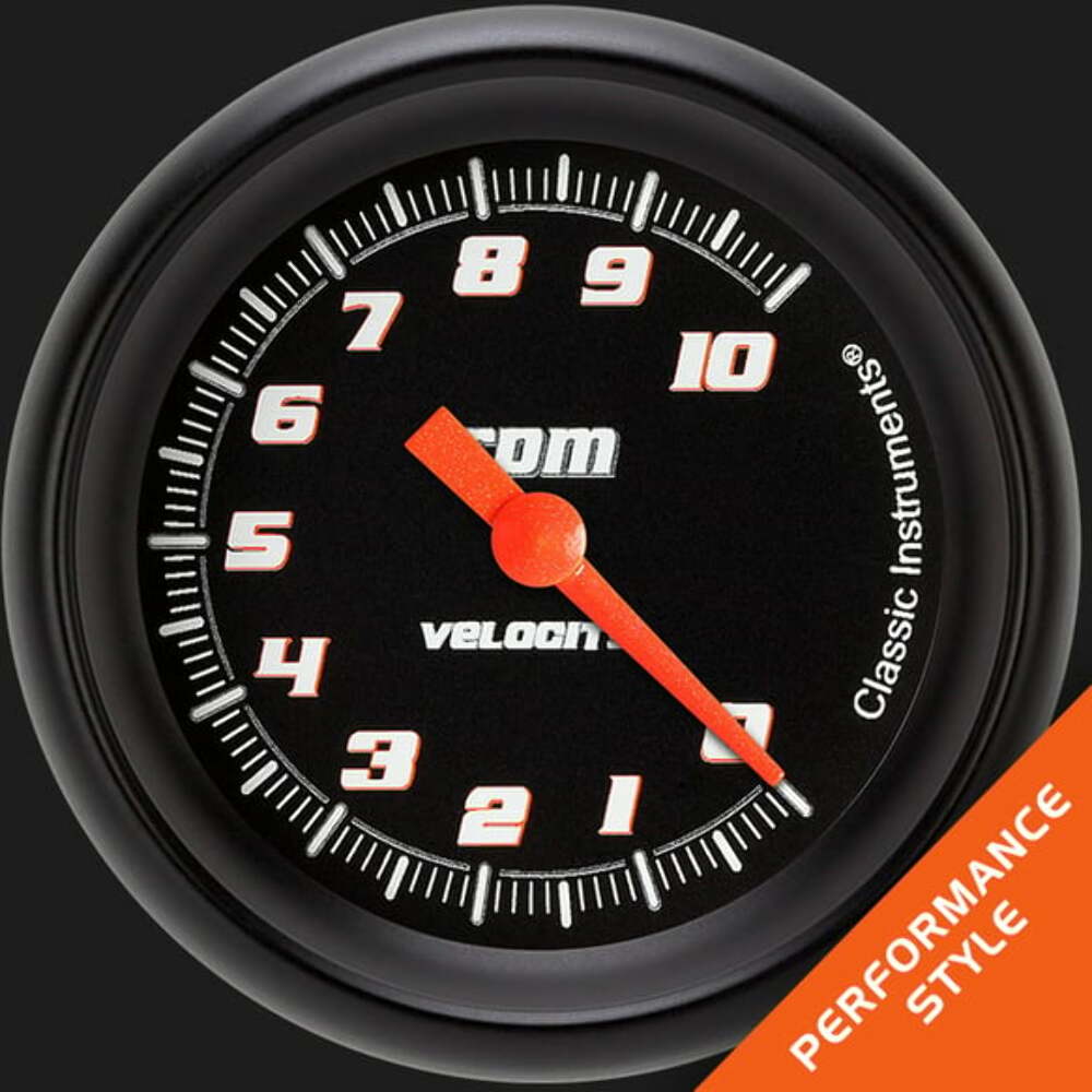 Classic Instruments Velocity Black 2 5/8" Tachometer VS383BBPF
