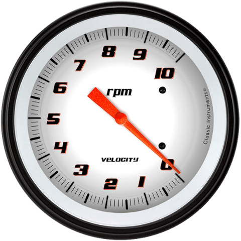 Velocity White 4 5/8" Tachometer VS71WBLF