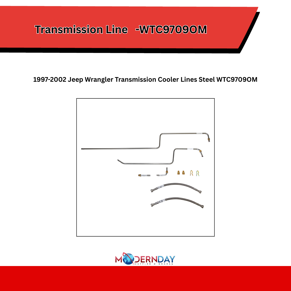 1997-2002 Jeep Wrangler Transmission Cooler Lines Steel WTC9709OM