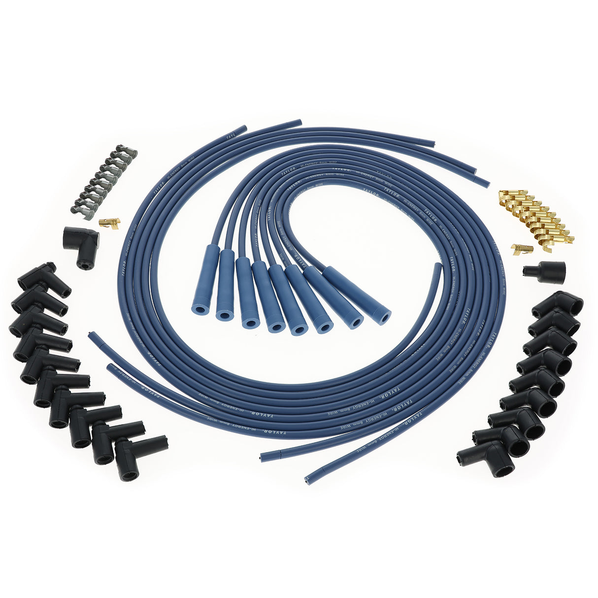 Spark Plug Wire Set Universal 8mm Silicone 180? 5000 ohm/ft Hi Energy Blue 60655