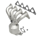 MagnaFlow direct-fit catalytic converter fits 2001-2005 Hyundai Accent and 2004-2005 Dodge Verna, this and 02 Hyundai Accent 1.6L stainless steel CARB compliant OBDII 49035