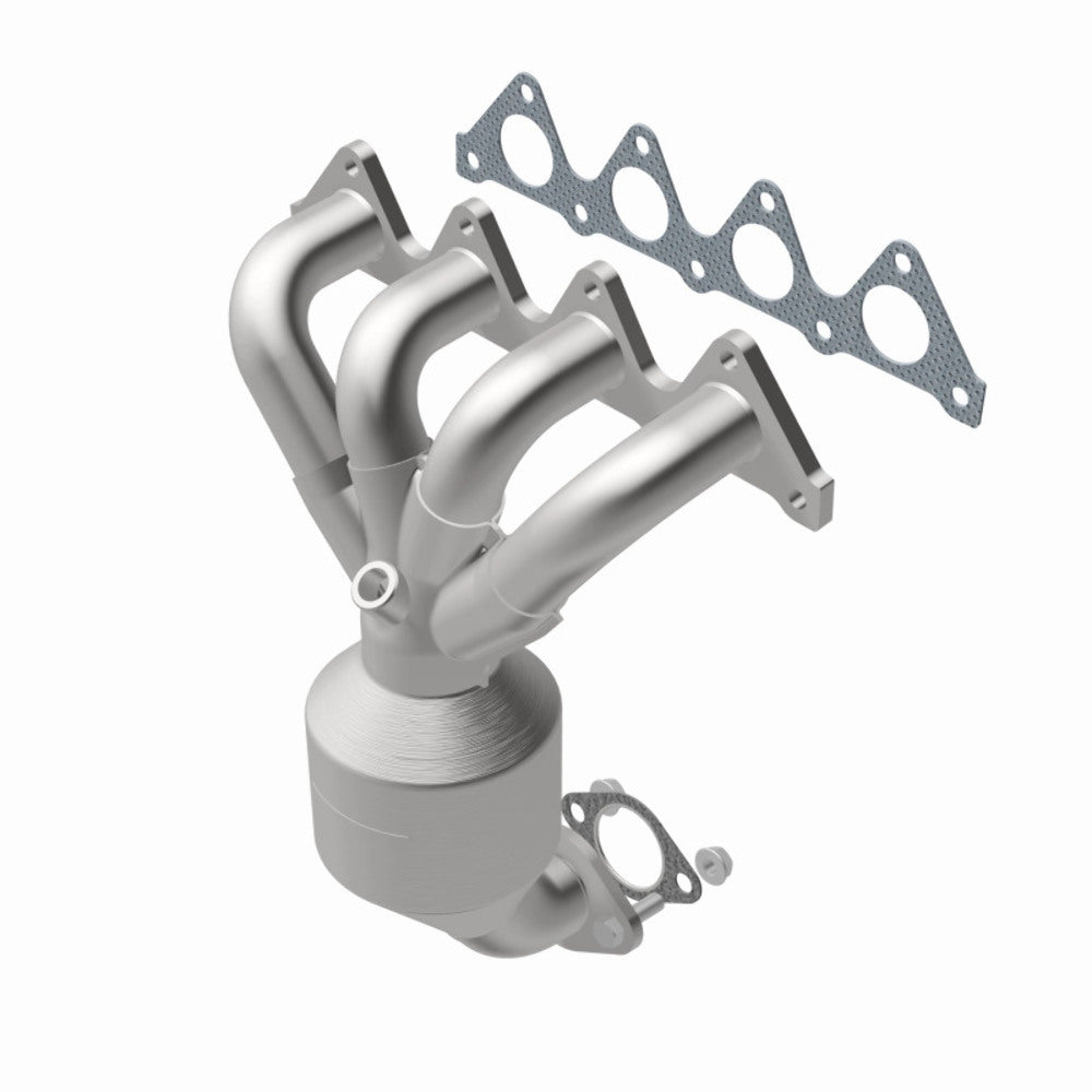 MagnaFlow direct-fit catalytic converter fits 2001-2005 Hyundai Accent and 2004-2005 Dodge Verna, this and 02 Hyundai Accent 1.6L stainless steel CARB compliant OBDII 49035
