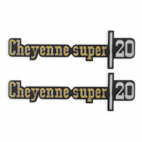 Fits 1973-1976 C/K Series Pickup; C/K Fender Badge Pair-Cheyenne Super 20 04-542