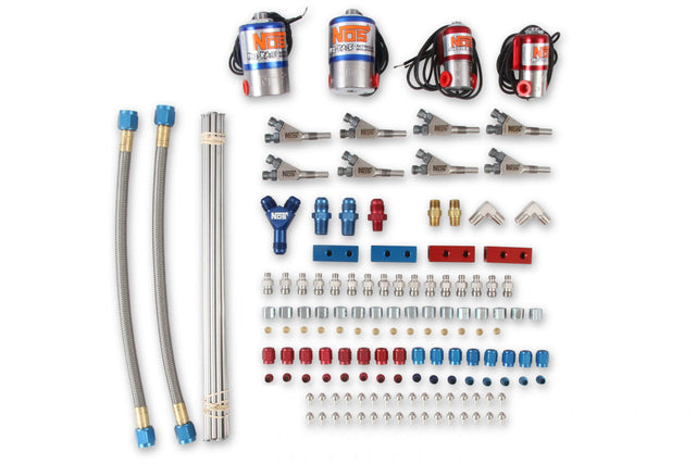 NOS pro race fogger professional nitrous system - annular nozzles stainless steel blue red wet solenoid 04467NOS