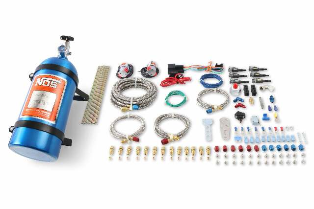 NOS sportsman fogger nitrous system - 05040-FINOS 10 lb braided hose blue wet carbureted EFI
