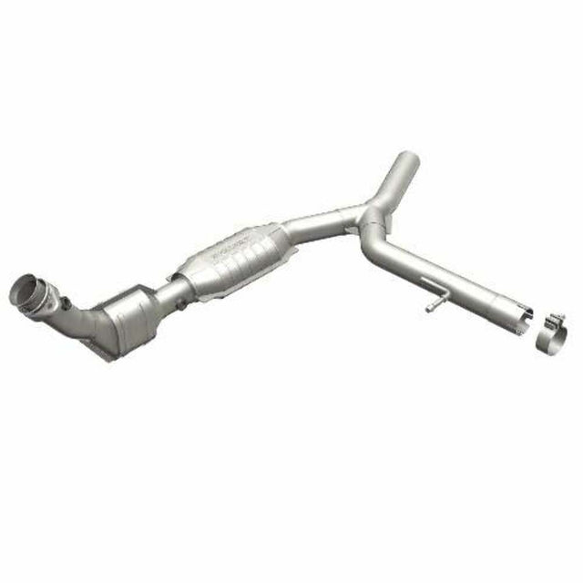 MagnaFlow direct-fit catalytic converter fits 2004-2008 Ford F-150 5.4L and 2006-2008 Lincoln Mark LT 5.4L passenger side stainless steel CARB compliant OBDII 49706