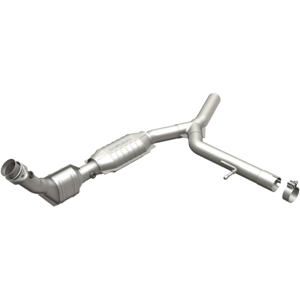 MagnaFlow direct-fit catalytic converter fits 2004-2008 Ford F-150 5.4L and 2006-2008 Lincoln Mark LT 5.4L passenger side stainless steel CARB compliant OBDII 49706