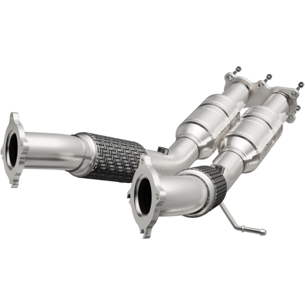 MagnaFlow direct-fit catalytic converter fits 2007-2009 Volvo S80 and 2008-2009 Volvo V70. Hardware is included to eliminate the hassle of working with corroded factory parts and 2