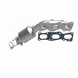 MagnaFlow direct-fit catalytic converter fits 2009-2011 Hyundai Genesis and 2013-2016 Hyundai Genesis Coupe, this and 2009-2011 Genesis 3.8L stainless steel CARB compliant 52778