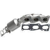 MagnaFlow direct-fit catalytic converter fits 2009-2011 Hyundai Genesis and 2013-2016 Hyundai Genesis Coupe, this and 2009-2011 Genesis 3.8L stainless steel CARB compliant 52778